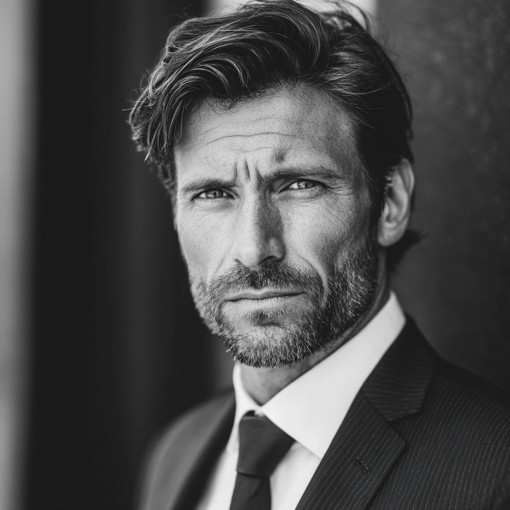 Confident successful man in business suit looking determined and focused